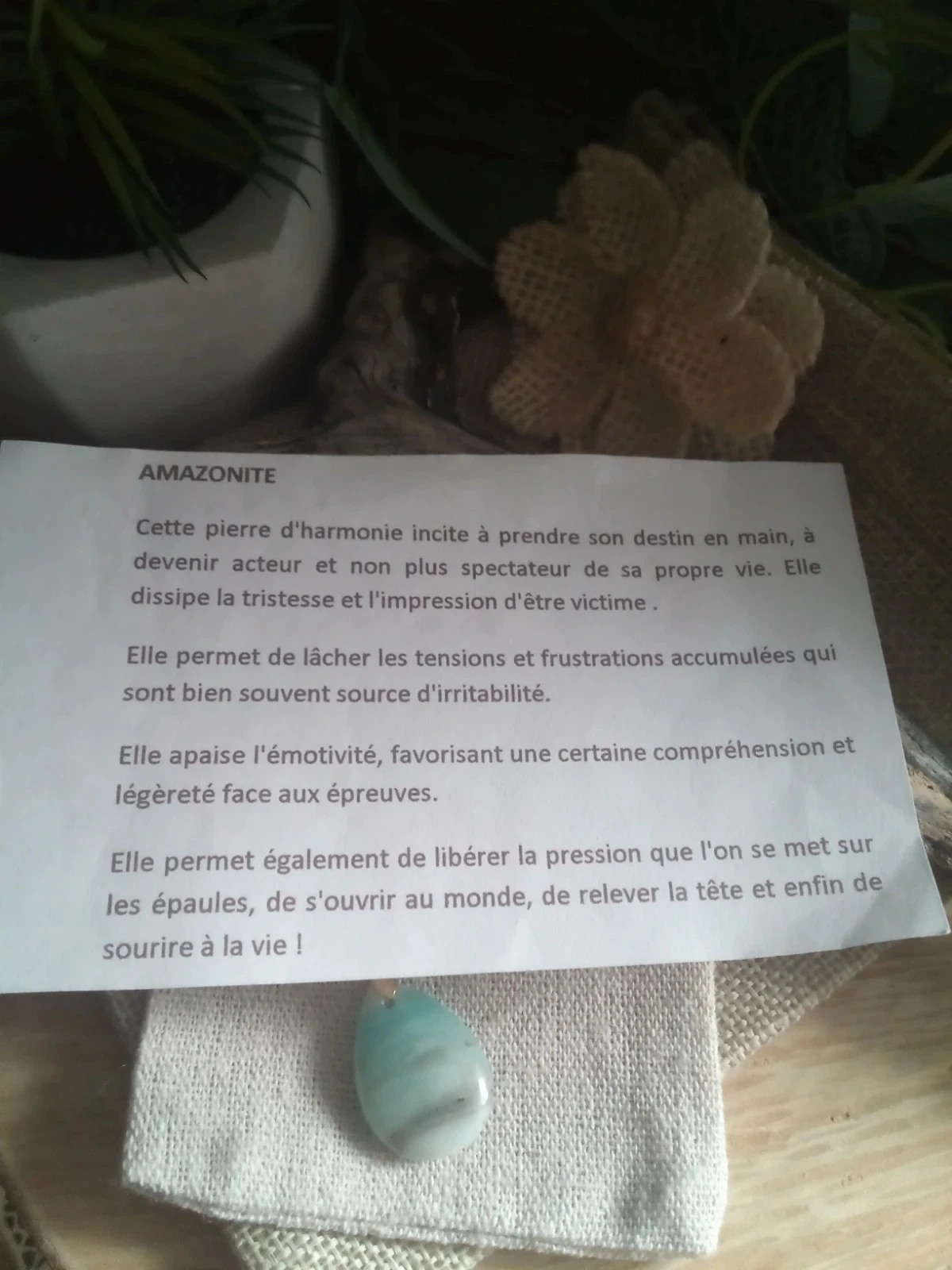 Collier pendentif en pierre d'amazonite naturelle – photo 3